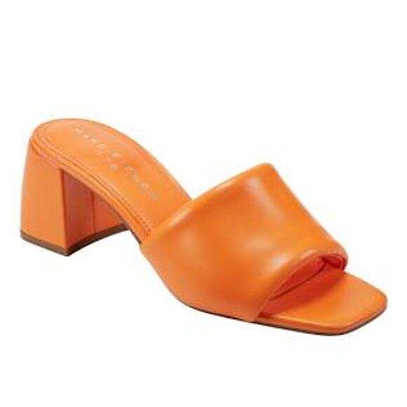 Marc Fisher NOMBRA Block Heeled Slide in Orange US 8 M NEW Minimalist Chic - Picture 3 of 8